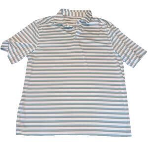 Cinch Polo Shirt Men’s L Gray Blue Stripe Performance Golf Cowboy